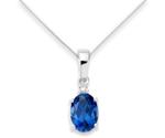 Miore Sapphire Necklace, 9ct White Gold, Diamond and Created Sapphire Pendant (UNI003P2W)
