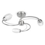 Modern 3 Way Brushed Chrome & Glass Swirl Design Flush Ceiling Light