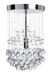 Modern Silver Chrome Ceiling Light with Suspended Clear Acrylic Droplets