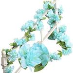 MZMing 2 x 235cm Artificial Cherry Blossoms Hanging Rattan Garland Wreath Fresh Lovely of Fake Flower Plant Flower Vine Leaf for Home Party Garden Fence Christmas Wedding Decoration-Blue