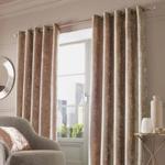(Natural Champagne Beige, 46″ wide x 72″ drop) Crushed Velvet Eyelet Ring Top Pair Blackout Curtains Crushed Velvet Pair Fully Lined Eyelet Ring Top Curtains Ready Made Silver Gold Sienna Crushed V