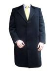 Navy Blue Cashmere Overcoat with Velvet Collar 36″ Regular