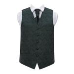 New DQT Paisley Men's Waistcoat and Cravat Set (42″, Emerald Green)