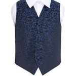 New DQT Swirl Black and Blue Boy's Waistcoat - 11-12 Years: 32″