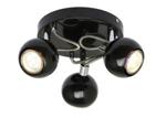 New Retro Gloss Black and Chrome 3 Way Ceiling Spotlight Lights GU10 Fitting