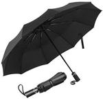 Newdora Travel Folding Umbrella, 10 Ribs Golf Umbrella Ergonomic Handle Auto Open & Close, Lightweight Sturdy Automatic Umbrella Compact Portable Umbrella with Water Absorption Bag(Black)