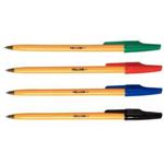 niceday Yellow Ballpoint Pen Assorted 15 Black 15 Blue 10 Red 10 Green Fine - Box of 50