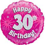 Oaktree UK Oaktree 18″ Happy 30th Birthday Pink Holographic