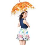 (Orange) Clear Dome Umbrella Canopy Fashion Accessory Outdoor Rain Protect Water Proof