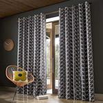 Orla Kiely - Linear Stem - Charcoal - Eyelet Curtains - 90x108″/229x274cm