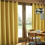 Orla Kiely Woven Acorn Cup Eyelet Curtains, Dandelion Curtain Size: Width 117cm (46″) x Drop 137cm (54″)