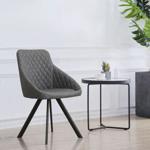 Pair Grey Faux Leather/PU Dining Chairs Metal Legs Dining Room Kitchen Furniture