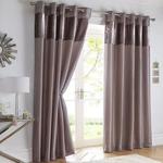 Pair of Boulevard Mink Velvet Border Fully Lined Ring Top Eyelet Curtains (46″ Wide x 72″ Drop)