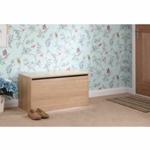 PANAMA OTTOMAN STORAGE BOX BENCH CHEST TRUNK TOY BLANKET BOX OAK