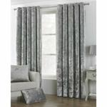 Paoletti 'Verona' Crushed Velvet Effect Eyelet Curtains - Silver (46″ x 54″)