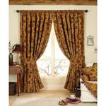 Paoletti Zurich Floral Chenille Jacquard Lined Pencil Pleat Curtains, Gold, 66 x 72 Inch