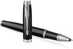 Parker IM Rollerball Pen | Black Lacquer with Chrome Trim | Fine Point Black Ink | Gift Box