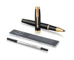 Parker IM Rollerball Pen | Black Lacquer with Gold Trim | Fine Point Black Ink