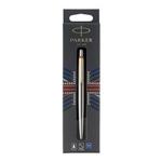 Parker Jotter Ballpoint Pen | Stainless Steel with Golden Trim | Medium Point Blue Ink