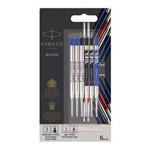 Parker Jotter London Refills Discovery Pack, 3 Quinkflow Refills for Ballpoint Pens and 3 Quink Gel Refills
