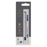 Parker Medium Point Vector Rollerball Pen, Stainless Steel with Chrome Trim, Blue Ink, Blister Pack