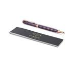 Parker Sonnet Slim Ballpoint Pen | Chiselled Purple Matrix Rose Plated Trim | Medium Point Black Ink | Gift Box