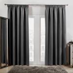 (Pencil Pleat - Charcoal Grey, 46″ x 54″) Dreamscene Blackout Curtains Dreamscene Pair of Eyelet OR Pencil Pleat BLACKOUT Curtains Thermal Ready Made Dreamscene Pair of Eyelet OR Pencil Pleat