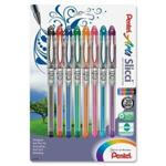 Pentel Arts Slicci Gel Pens, Assorted Ink, 0.25 mm, Extra Fine, 8 Pack