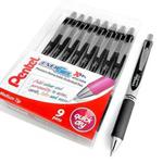 Pentel EnerGel XM BL77 - Retractable Liquid Gel Ink Pen - 0.7mm - 52% Recycled - Wallet of 9 - Black