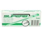 Pentel Super BK77-D Ballpoint Pen/fine Tip Crystal Plastic Barrel with Lid Green Ink-Pack of 12