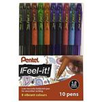 Pentel YBX490/10-M Feel-It Ballpoint Pen - Assorted Colours (Pack of 10)