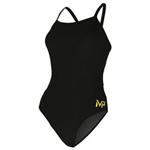 Phelps - MP Women's Mid Back Solid Swimsuit, Black, Size 30