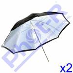 Phot-R Professional 2x 33″/83cm 2-in-1 Black/White Studio Collapsible Umbrella