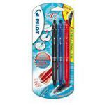 Pilot FriXion Ball Clicker Retractable Gel Ink Pen Fine Tip 0.7 mm Black, Red, Blue Pack of 3