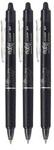 Pilot Frixion Clicker Retractable,Erasable Fine Rollerball Pen 0.7mm Nib Tip 0.35mm Line Pack Of 3 (Black)