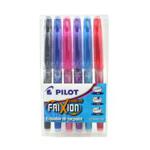 Pilot Frixion Point Erasable Rollerball 0.5 mm Tip - Black/Blue/Violet/Pink/Light Blue/Red, Pack of 6