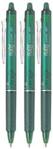 Pilot Green Frixion Clicker Retractable Fine Rollerball Erasable Pens Pen 0.7mm Nib Tip 0.35mm Line BLRT-FR7 (Pack Of 3)