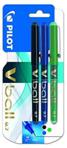 Pilot V Ball 07 Liquid Ink Rollerball Pens 0.7mm Tip Black/Blue/Green Ink Blistercard 3 Pens