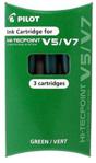 Pilot V5/V7 Ink Cartridges Green for Hi-Techpoint Cartridge System Pens (Pack of 3)