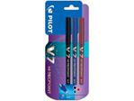 Pilot V7 Hi-Tecpoint Rollerball Pen, 0.7 mm Tip - Black/Blue/Red, Pack of 3