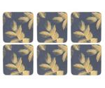 Pimpernel Etched Leaves Coasters 6-Pack Navy