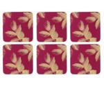 Pimpernel Etched Leaves Coasters 6-Pack Pink