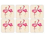 Pimpernel Flamingo glass coasters 6-pack pink