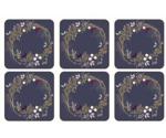 Pimpernel Garland glass coasters 6-pack blue