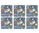 Pimpernel Strawberry Thief glass coasters 6-pack blue