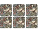 Pimpernel Strawberry Thief glass coasters 6-pack brown