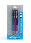 Platignum Tixx Multi-Coloured Ballpoint Pen - Pink, Turquoise and Purple [Pack of 3] 600 m Writing Length [Ref: 50502]