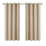 PONY DANCE Beige Thermal Curtains - Eyelet Short Cream Curtains Room Darkening & Noise Reducing Curtain Panels for Kitchen Bedroom, 2 PCs, Wide 46 inch by Drop 54 inch, Biscotti Beige