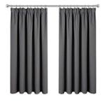 PONY DANCE Grey Blackout Curtains - Wide Thermal Pencil Pleat Curtains 66 x 54 inch for Room Darkening & Privacy Protected Solid Soft Panels for Bedroom/Home Decoration, 2 PCs, Grey