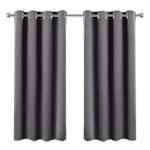PONY DANCE Thermal Blackout Curtain - Short Curtains Eyelet Top for Light Block Privacy Protect 52 x 54 inch Curtains for Bedroom/Living room, Grey, 2 Panels